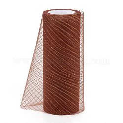 Nastri in mesh deco glitter deco, tessuto di tulle, per la decorazione della festa nuziale, decorazione di gonne, sella marrone, 5.9 pollice (15 cm), 10iarde/rotolo