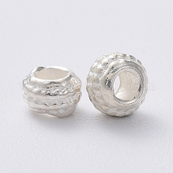 925 шарики стерлингового серебра, желобчатый, рондель, серебряные, 4x3 мм, отверстие : 2 мм