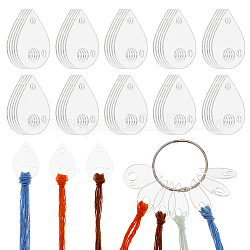 Olycraft 50 bobines en acrylique transparent avec anneau articulé en forme de larme, bobines en acrylique pour point de croix, bobines de fil à coudre, organisateurs de bobines de fil pour le rangement de la couture, loisirs créatifs