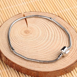 Laiton européen bracelets de style pour la fabrication de bijoux, platine, 180mm