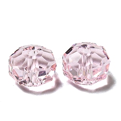 Perles en verre transparentes, facette, rondelle, rose clair, 8x5mm, Trou: 1.2mm