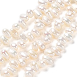Fili di perle di perle d'acqua dolce coltivate naturali, grado 5 un, riso, bianco antico, 7~10.5x5~5.5mm, Foro: 0.7 mm, circa 71~72pcs/filo, 13.39''~13.78'' (34~35 cm)
