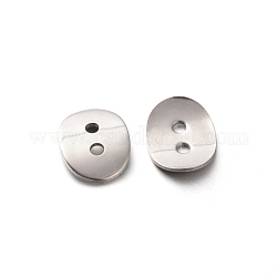 2-hole in acciaio inox 201 piani tasti ovali per la realizzazione di braccialetti, colore acciaio inossidabile, 14x10.5x1mm, Foro: 2 mm