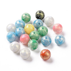 Opake Legierung Perlen, Glitter Pulver, Runde mit Sternchen-, Mischfarbe, 15.5x15 mm, Bohrung: 3 mm