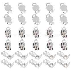 Unicraftale 100pcs 316 Ohrclips aus Edelstahl, Clip-On-Ohrring-Pads, Flachrund, Edelstahl Farbe, 15.5x10x7 mm, Bohrung: 3 mm, Fach: 10 mm