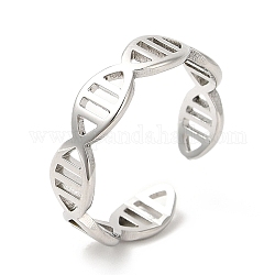 201 anello in acciaio inox, anello del polsino aperto, anello con struttura a doppia elica molecola di DNA per uomo donna, colore acciaio inossidabile, misura degli stati uniti 6 1/4 (16.7mm)