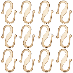 Beebeecraft 30Pcs Brass S Hook Clasps, Long-Lasting Plated, Real 24K Gold Plated, 12x7.5x1mm