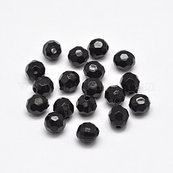 Faceted Round Acrylic Beads, Black, 20mm, Hole: 3.5mm, about 110pcs/500g