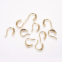 Brass Cubic Zirconia Earring Hooks, with Horizontal Loop, Real 18K Gold Plated, 17x2x2mm, Hole: 1mm, 21 Gauge, Pin: 0.7mm