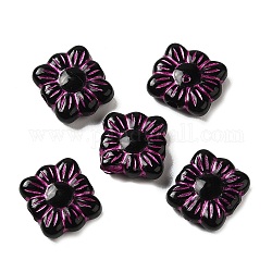 Perles acryliques opaques, fleur, noir, 9x10.5x3.5mm, Trou: 1.6mm, environ: 1990 pcs / 500 g