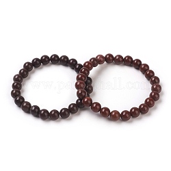 Bracelets extensibles perlés de jaspe de café naturel, ronde, brun coco, 2-1/8 pouce ~ 2-3/8 pouces (5.5~6 cm), perle: 8~8.5 mm