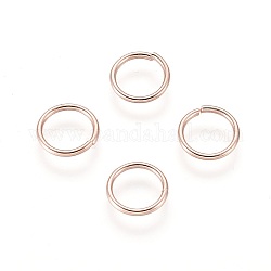 304 Edelstahl offenen Ringe springen, Roségold, 8x0.9 mm, Innendurchmesser: 6.5 mm