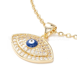 Collana pendente malocchio con zirconi chiari, 304 gioiello in acciaio inossidabile per donna, oro, blu, 17.72 pollice (45 cm)