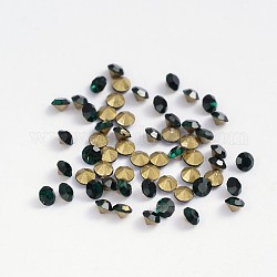 Zurück plattiert Klasse A Diamant Glas wies Strass, Smaragd, 1.5~1.6 mm, ca. 1440 Stk. / Beutel