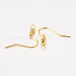 Crochets de boucles d'oreilles en fer, avec boucle horizontale, or, 17~19x18mm, Trou: 2mm, pin: 0.6 mm