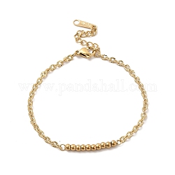 Placage ionique (ip) 304 bracelet à maillons ronds en acier inoxydable avec chaînes à maillons ovales pour femme, véritable 14k plaqué or, 6-5/8 pouce (16.7 cm)