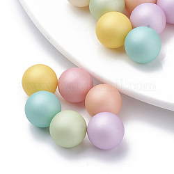 Perles d'imitation en plastique écologique, haut lustre, Grade a, aucun perles de trou, mat, ronde, couleur mixte, 8mm