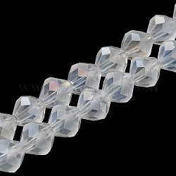 Placcare trasparente perle di vetro fili, smerigliato, arcobaleno placcato, sfaccettato bicono, chiaro ab, 10x9.5mm, Foro: 1.2 mm, circa 60pcs/filo, 22.76'' (57.8 cm)