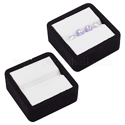 Terciopelo cuadrado con tela de fibra vitrina de joyería de diamantes sueltos, para soporte de pantallas de diamantes, blanco, 6.3x6.3x2.7 cm