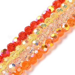 Chapelets de perles en verre électroplaqué, de couleur plaquée ab , facette, rondelle, couleur mixte, 8x7.3mm, Trou: 1.4mm, Environ 70 pcs/chapelet, 20.28'' (51.5 cm)