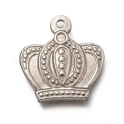 304 Stainless Steel Pendants, Crown, Stainless Steel Color, 21.5x20.5x3mm, Hole: 1.8mm