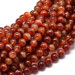 Natural Carnelian Round Bead Strands, Dyed, 8mm, Hole: 1mm, about 49pcs/strand, 16 inch