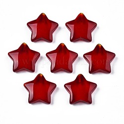 Perlas de vidrio pintado en aerosol transparente, estrella de cinco puntas, de color rojo oscuro, 19x20x5.5mm, agujero: 1.2 mm