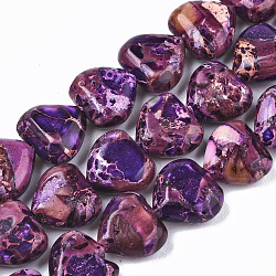 Natural Imperial Jasper Beads Strands, Heart, Dyed, Medium Orchid, 9~10x10x5mm, Hole: 1.2mm, about 44~45pcs/strand, 15.55~15.94 inch(39.5~40.5cm)