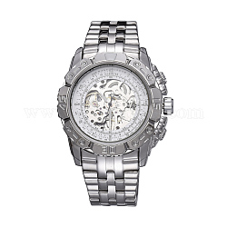 Tête de montre en alliage montres mécaniques, avec bracelet en acier inoxydable, couleur inoxydable, blanc, 70x22 mm, cadran montre: 55x52x17.5 mm, boitier montre: 34 mm