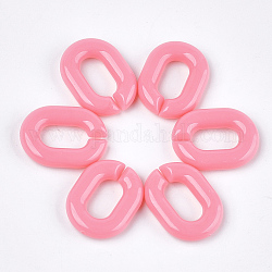 Acryl-Verknüpfung Ringe, Quick-Link-Anschlüsse, zur Herstellung von Schmuckketten, Oval, neon rosa , 19x14x4.5 mm, Bohrung: 11x5.5 mm