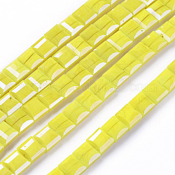 Chapelets de perles en verre opaque de couleur unie, carré à facettes, jaune, 9x9x5mm, Trou: 1mm, Environ 35 pcs/chapelet, 12.4 pouce
