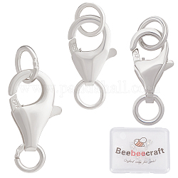Beebeecraft, 6 Uds., 3 tamaños 925, cierres de pinza de langosta de plata de ley con anillos abiertos para hacer pulseras diy, collares, fabricación de joyas (9/10/11mm)