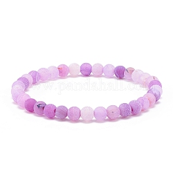 Bracelet extensible en perles rondes en agate patinée naturelle (teinte), bijoux en pierres précieuses pour femmes, violette, diamètre intérieur: 2-1/4 pouce (5.7 cm), perles: 6 mm