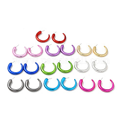 Horn Acrylic Stud Earrings, Half Hoop Earrings with 316 Surgical Stainless Steel Pins, Mixed Color, 46x8.5mm