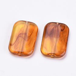 Perles acryliques, ambre d'imitation, rectangle, orange foncé, 22x14.5x4.5mm, trou: 1.5 mm, environ 390 pcs / 500 g