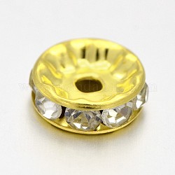 Плоские круглые железа горный хрусталь Spacer бисер, золотые, 6x3 мм, отверстие : 1 мм, 1000 шт / пакет
