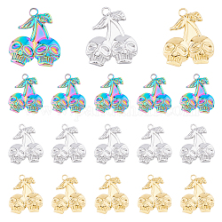 DICOSMETIC 18Pcs 3 Colors Ion Plating(IP) 304 Stainless Steel Pendants, Skull Charm, Mixed Color, 25x21.5x3mm, Hole: 3mm, 6pcs/color