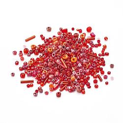 Бисер из стекла , разнообразные, разнообразные, красные, 1~7x2~4 мм, отверстие : 0.7~1 мм