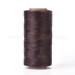 Cordón de poliéster encerado, cordón de micro macramé, hilo de coser encerado, piso, coco marrón, 0.8mm, alrededor de 284.33 yarda (260 m) / rollo
