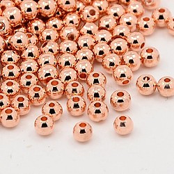 Perline di distanziatore in ottone, tondo, oro roso, 6mm, Foro: 1.5 mm
