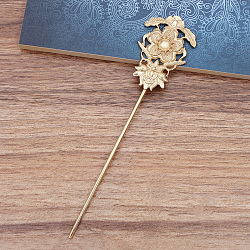 Сплавочная фурнитура для шпильки, с железными контактами, цветок, золотой свет, лоток : 10 мм, 159 мм