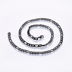 Collares de cadena de 304 acero inoxidable Figaro, con cierre de langosta, gunmetal, 20 pulgada (51 cm), 5x1.5mm