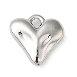 Colgantes de latón, corazón, Platino real plateado, 25x25x7mm, agujero: 4 mm