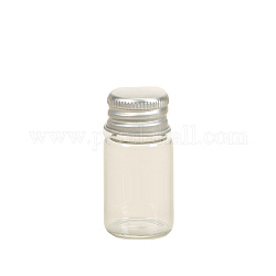 Contenitori di perle di vetro con coperchio a vite color argento, bottiglie di erogazione dell'inchiostro a colonna, chiaro, 2.2x5cm, capacità: 10 ml (0.34 fl. oz)