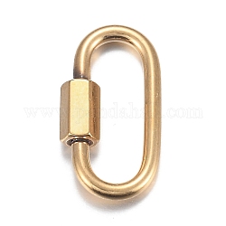 304 Edelstahl-Karabiner-Schlossanhänger, für die Herstellung von Halsketten, Oval, golden, 26x13x2 mm, Schraube: 7x4.5 mm
