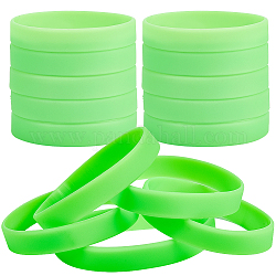 Bracciale in cordino di silicone piatto per uomo donna, prato verde, diametro interno: 2-1/2 pollice (6.5 cm)