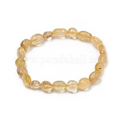 Natural Citrine Stretch Beaded Bracelets, Tumbled Stone, Nuggets, 1-7/8 inch~2-1/8 inch(4.8~5.5cm), Beads: 6~15x6~11x3~11mm