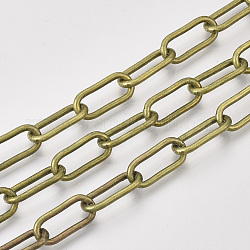 Unwelded Iron Paperclip Chains, Drawn Elongated Cable Chains, with Spool, Antique Bronze, 16x7x1.6mm, about 82.02 Feet(25m)/roll