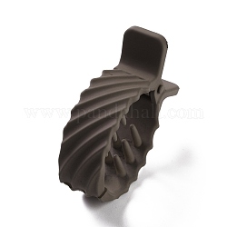 Plastic Claw Hair Clips, Matte Style, Fish Shaped with Stripe Pattern, Gray, 52x38x14.5mm