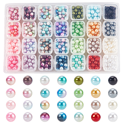 Olycraft 1120pcs 28 Farben Acrylimitat Perlen, Farbverlauf Meerjungfrau Perlen, kein Loch, Runde, Mischfarbe, 6 mm